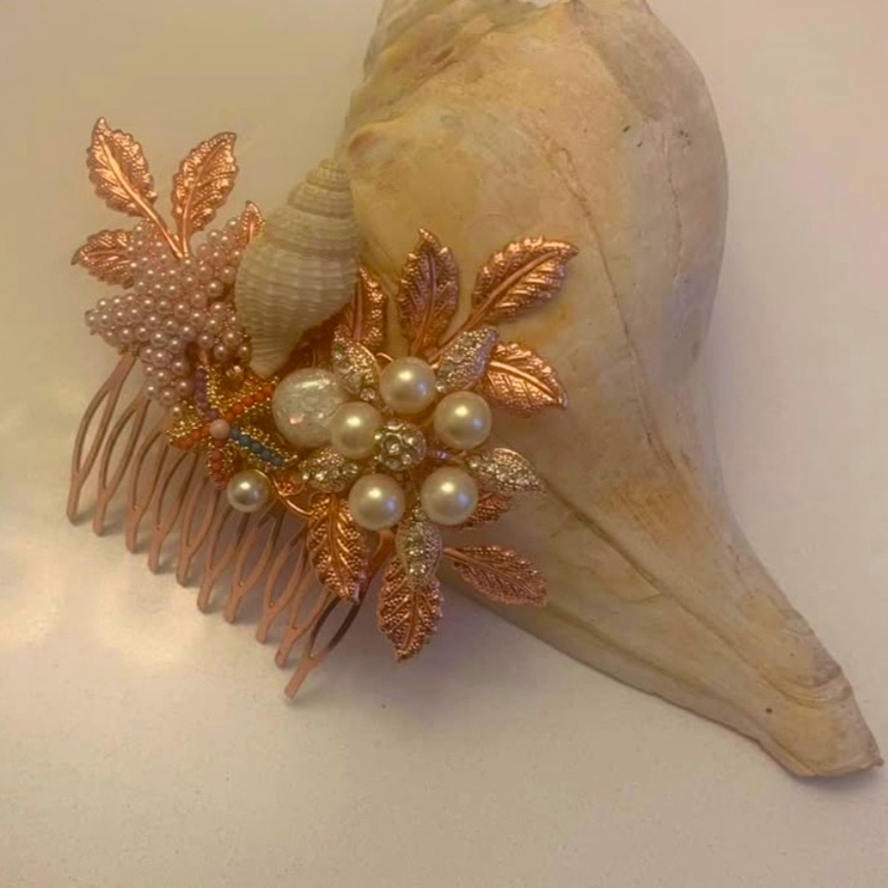Rose Gold and Pearl Tropical Beach /wedding accessory